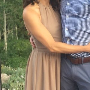 Taupe Halter-Style Bridesmaid Dress